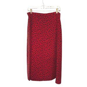 Vintage 90s Leslie Fay Red Leopard Animal Print Midi Skirt 16 XL VLV Mob Wife